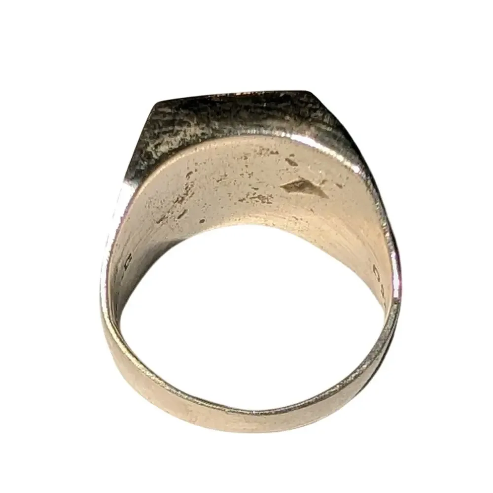 Sterling Silver 925 Taxco Ring Size 8 Goldstone Tiger’s Eye Inlay Mexico